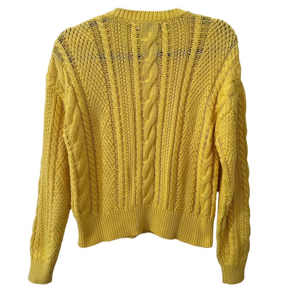 NWOT Ralph Lauren Black Label Aran-Knit Cotton Sweater in "Sunfish Yellow" Sz L - Picture 9 of 10